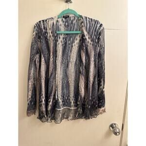 Komarov‎ Sheer Open Front Jacket Women’s Watercolor Print Fairy Ethereal Layer L